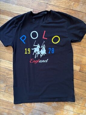 Polo by Ralph Lauren Black Short Sleeve Tee with Multicolor Logo